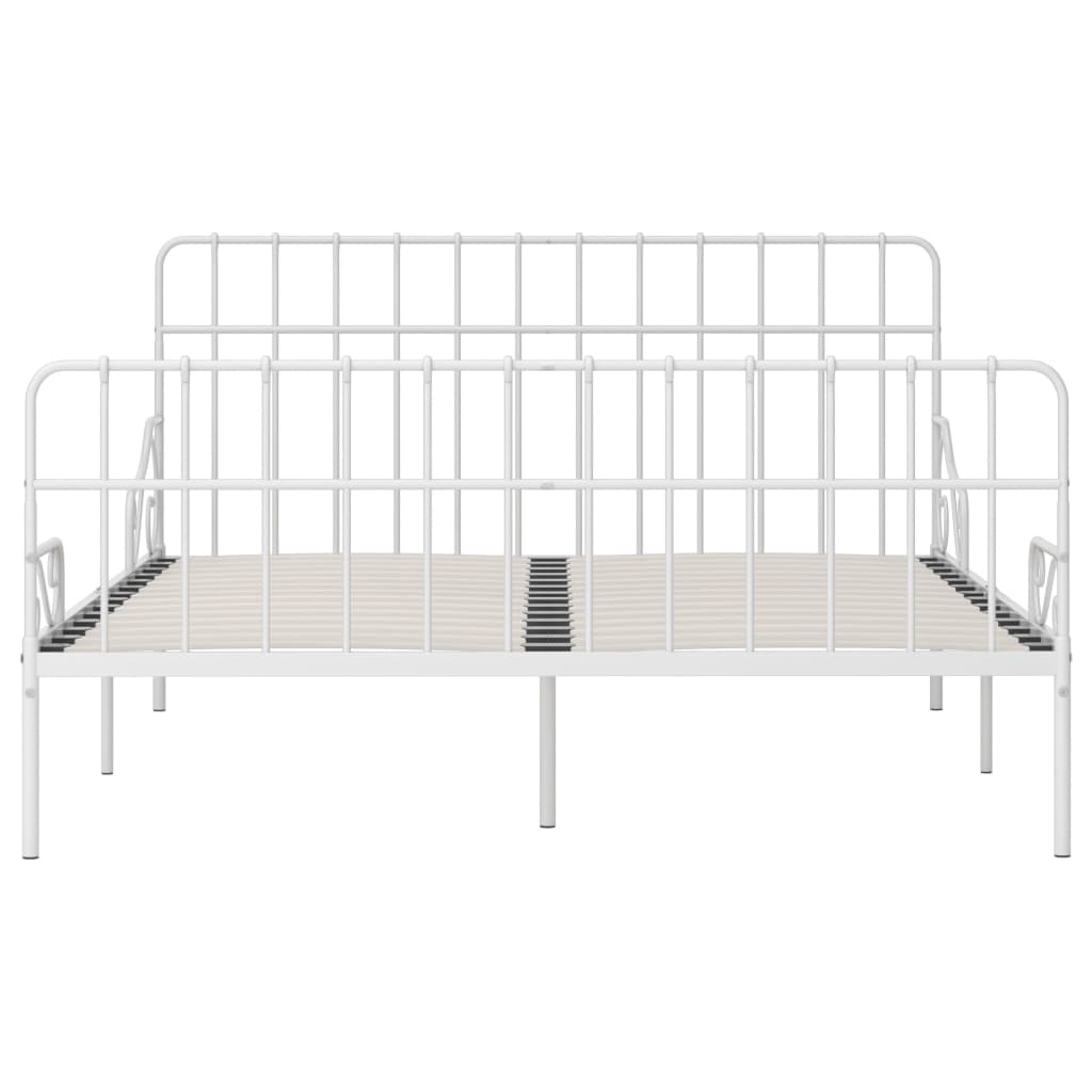Bettgestell mit Lattenrost Weiß Metall 200 × 200 cm
