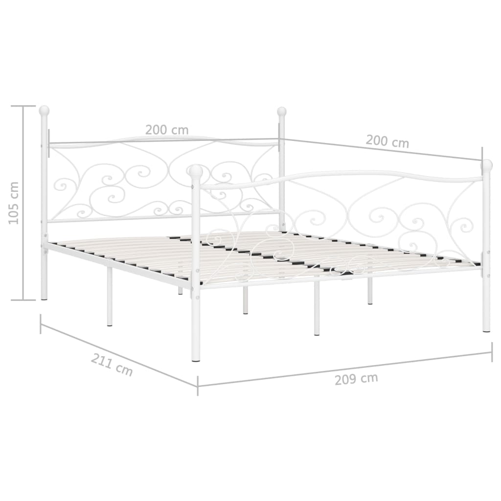 Bettgestell mit Lattenrost Weiß Metall 200 × 200 cm
