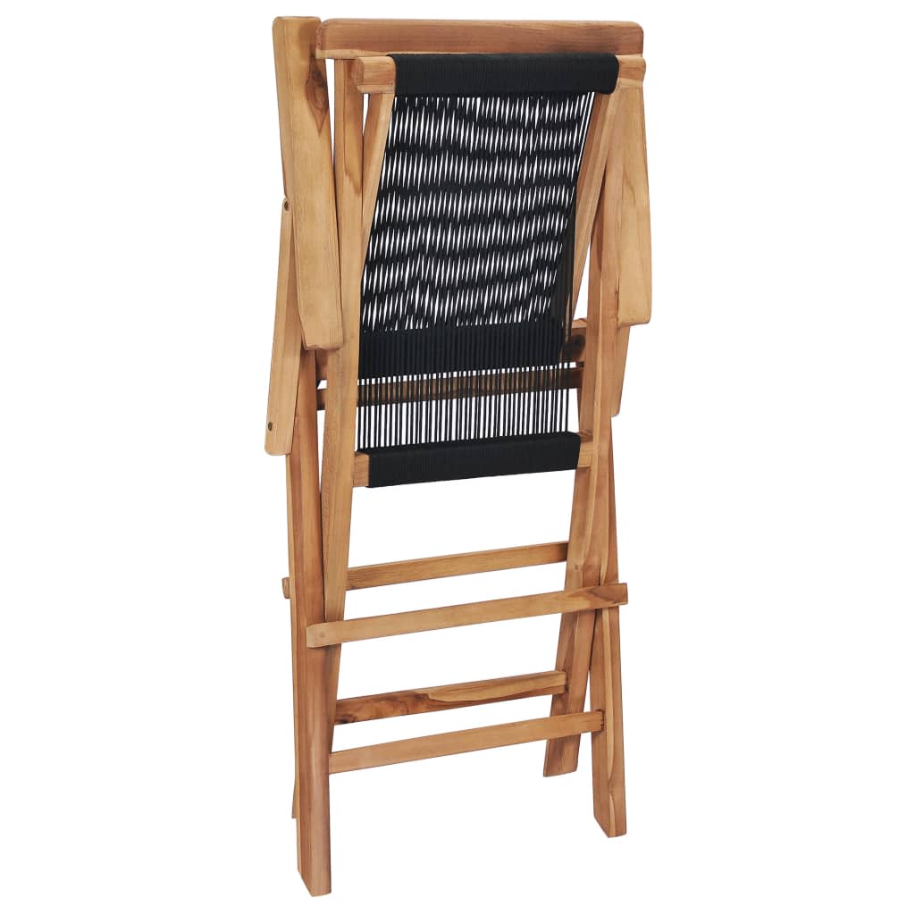 Folding garden chairs 2 pcs. Solid teak wood and rope