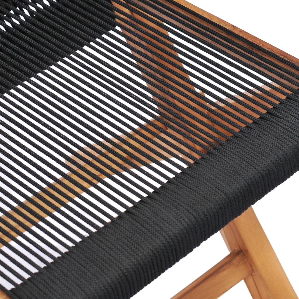 Folding garden chairs 2 pcs. Solid teak wood and rope