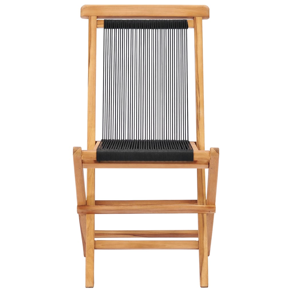 Folding garden chairs 2 pcs. Solid teak wood and rope