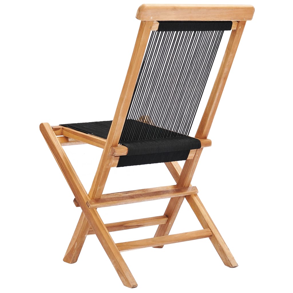 Folding garden chairs 2 pcs. Solid teak wood and rope