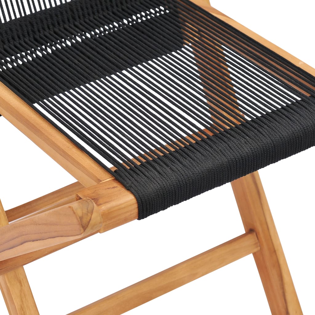 Folding garden chairs 2 pcs. Solid teak wood and rope