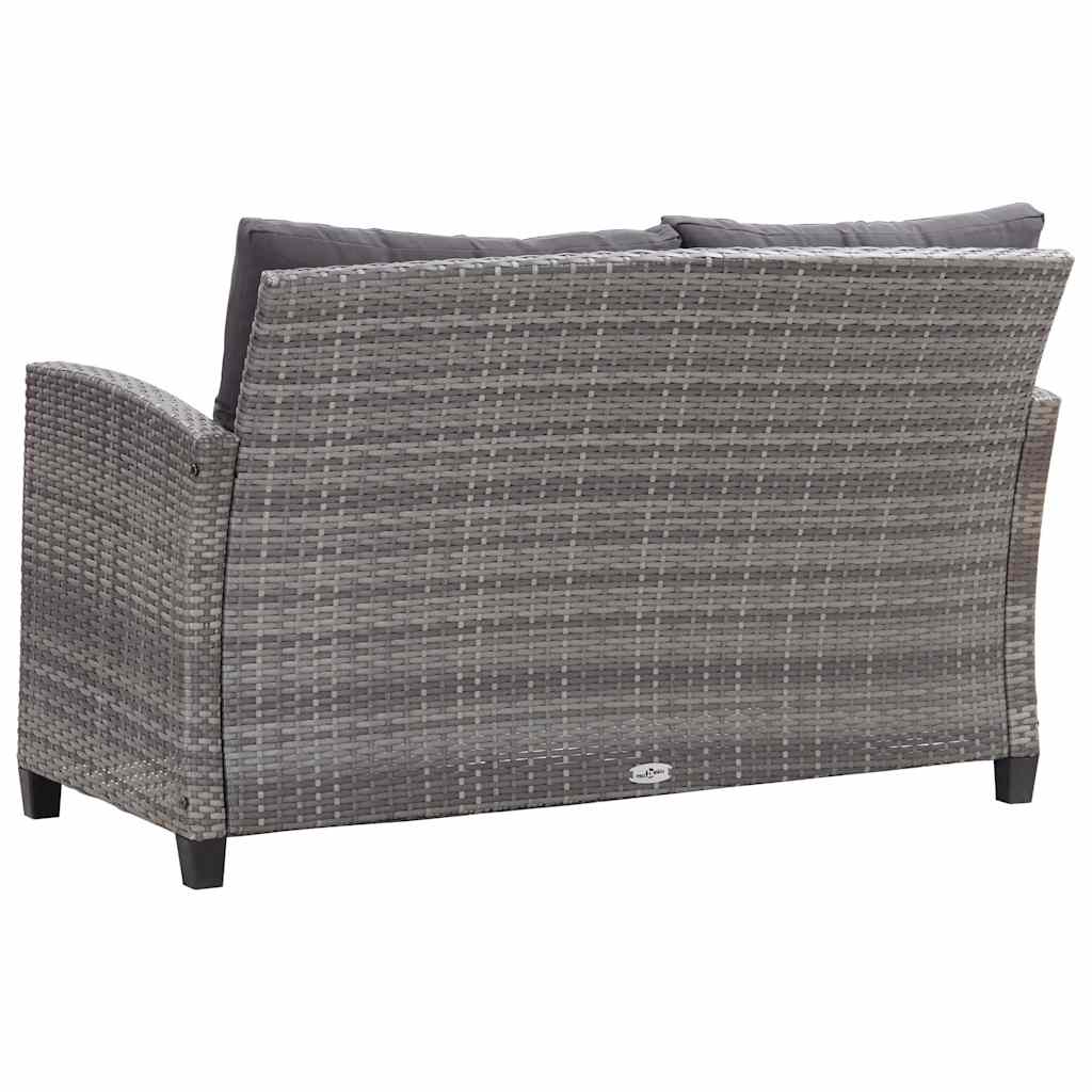 2-Sitzer-Gartensofa mit Kissen Grau 124 cm Poly Rattan