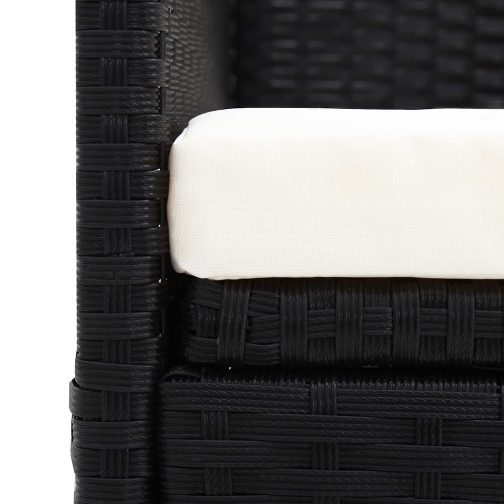 Garden sofa with sun canopy black poly rattan