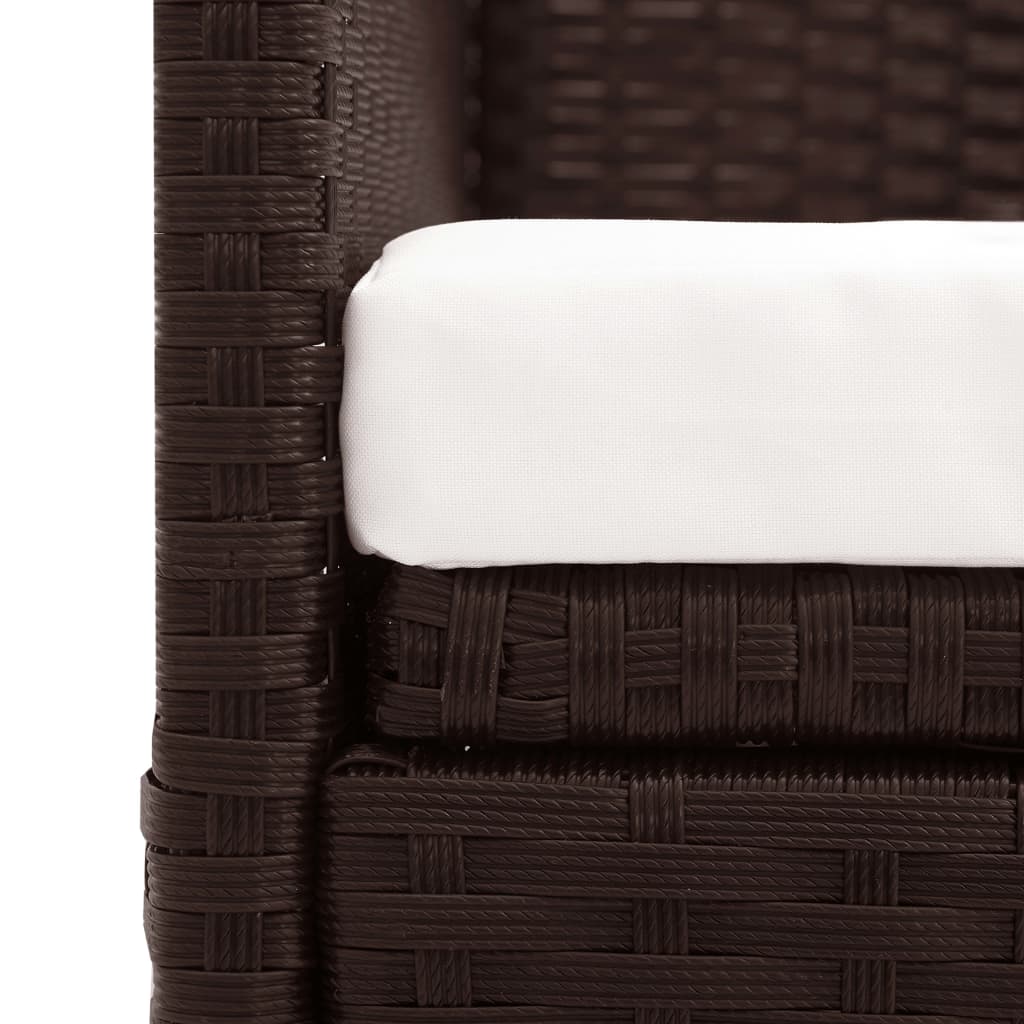 Garden sofa with sun canopy poly rattan brown