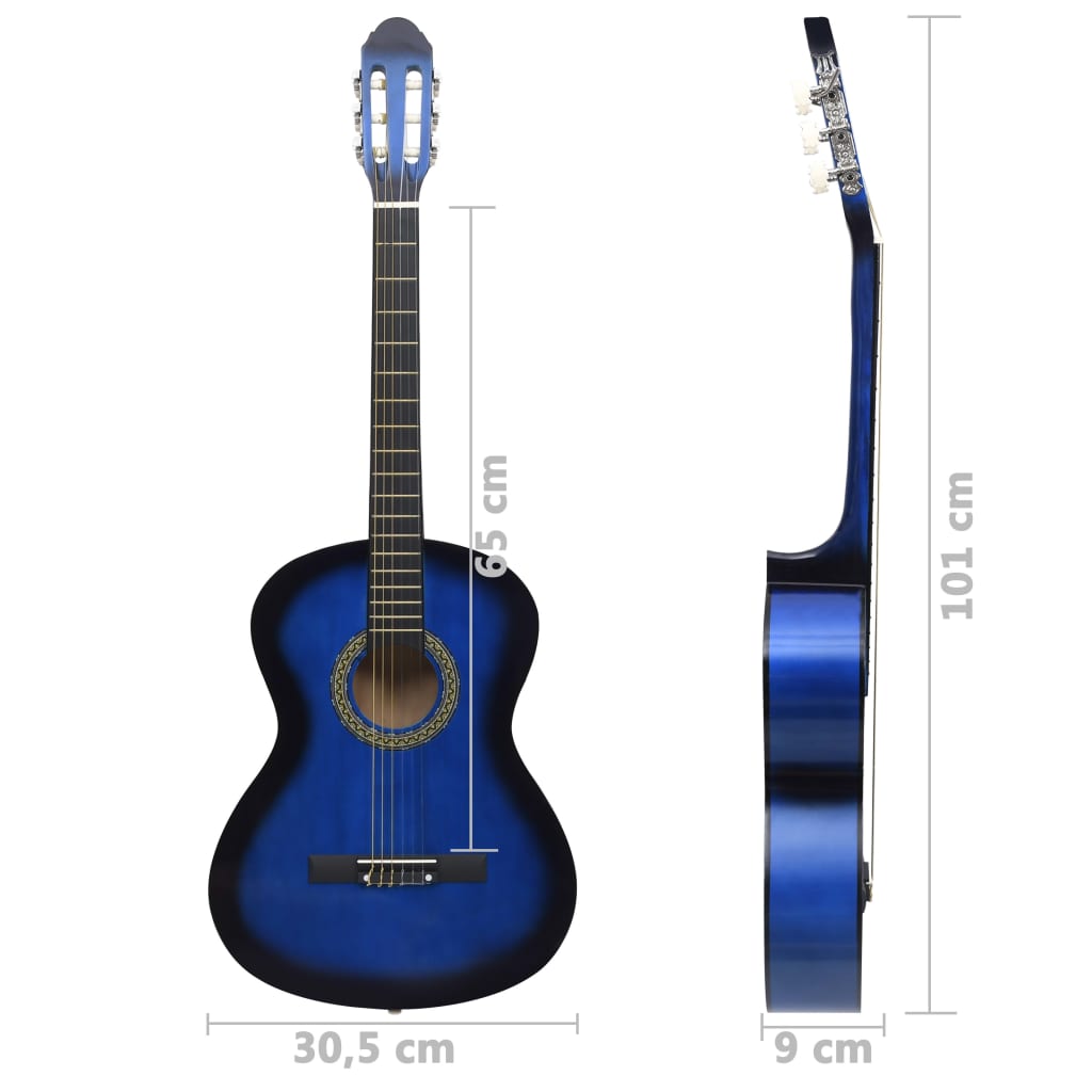 Classical guitar for beginners Blue 4/4 39" basswood