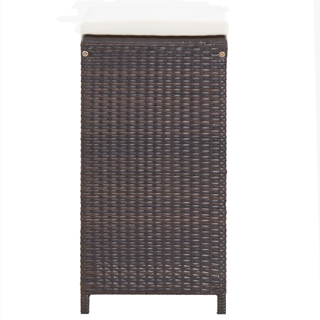 7 pcs. Garden bar set with cushions poly rattan brown