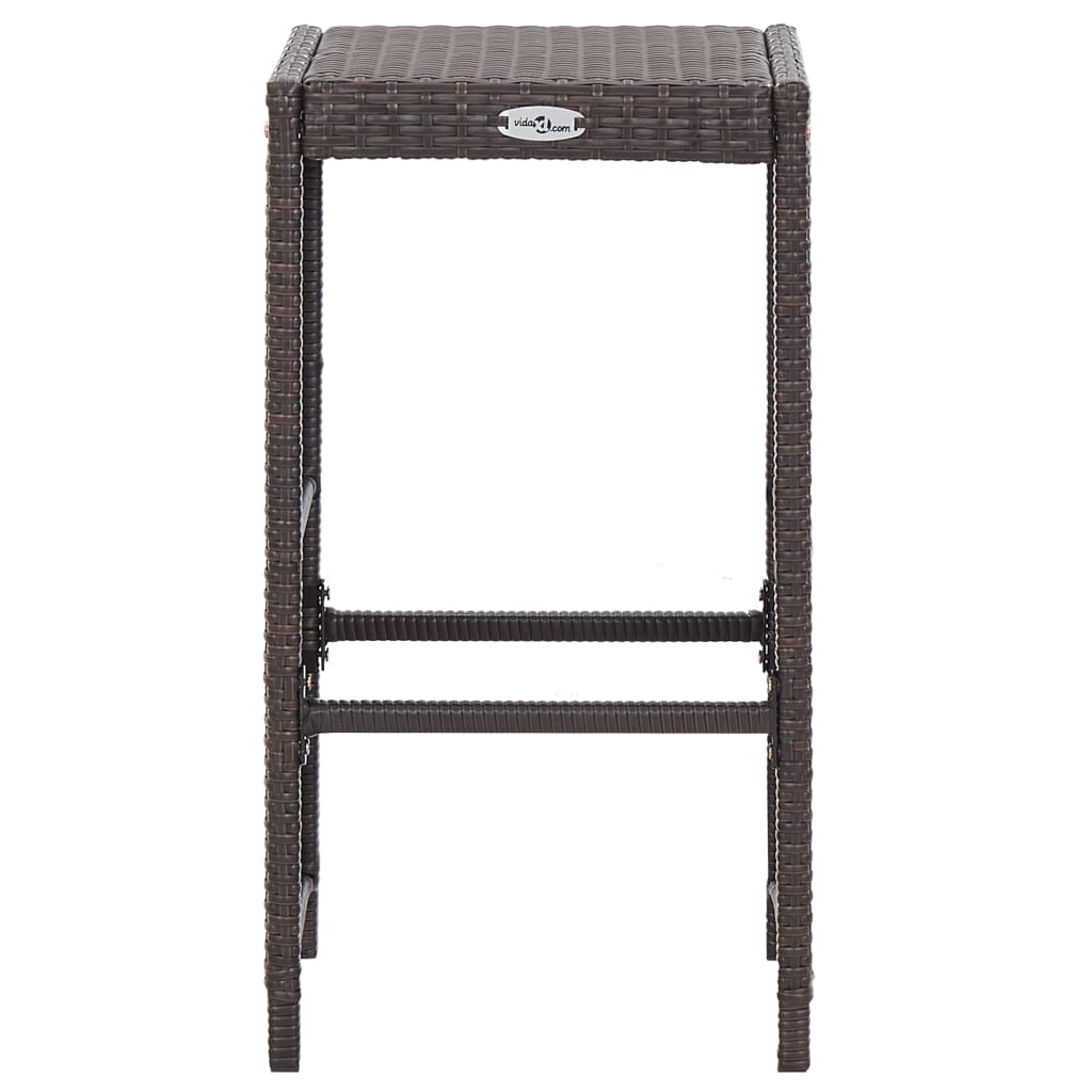 7 pcs. Garden bar set with cushions poly rattan brown