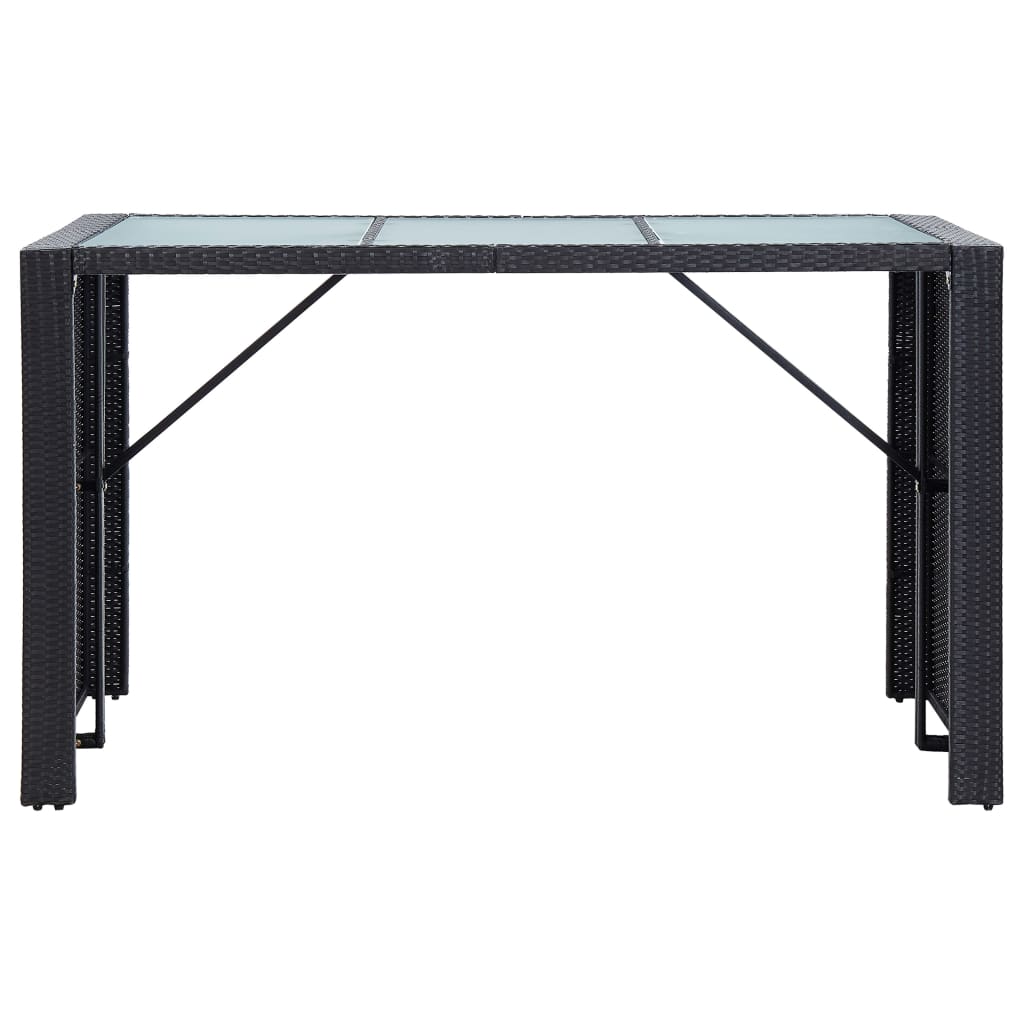 7 pcs. Garden bar set with cushions poly rattan black