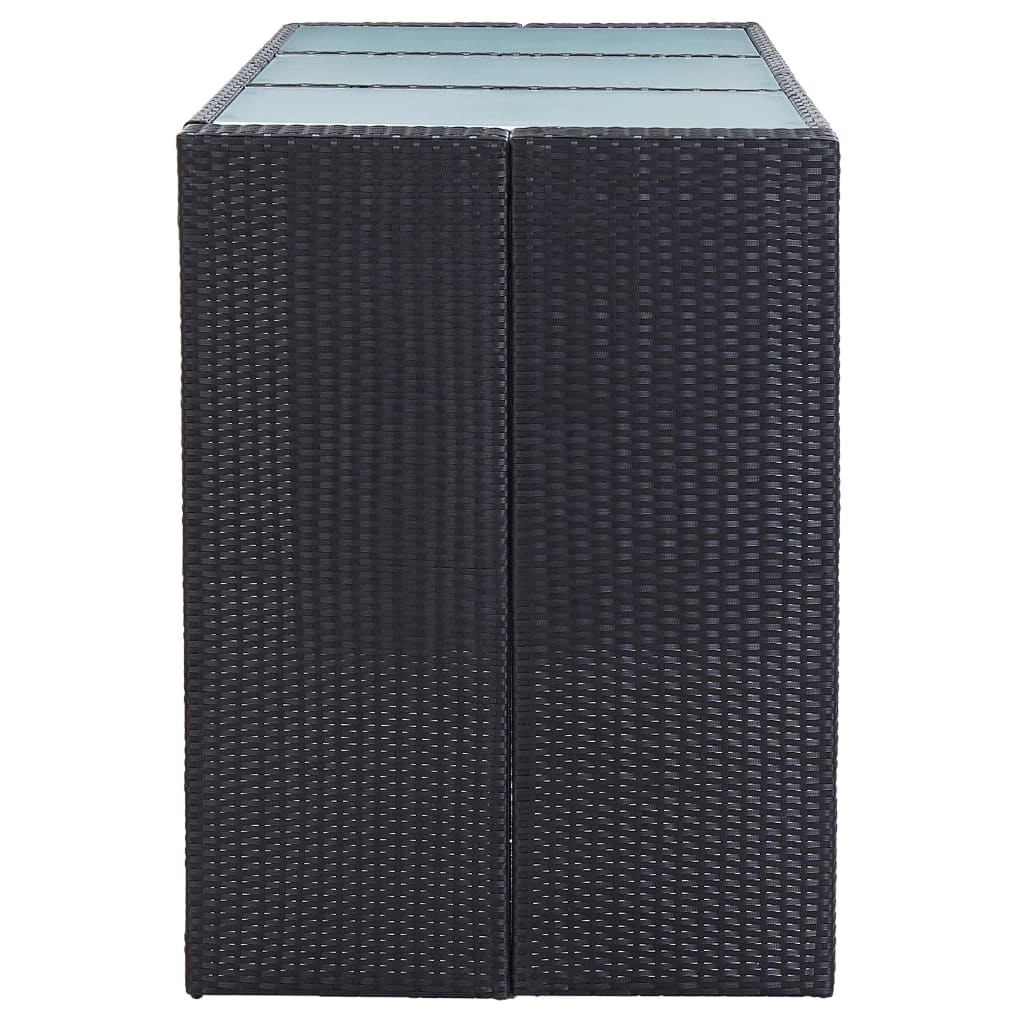7 pcs. Garden bar set with cushions poly rattan black