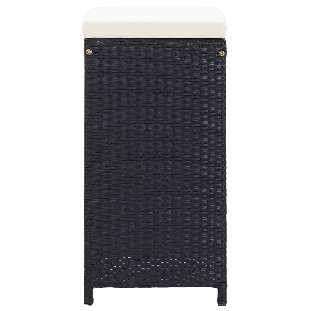 7 pcs. Garden bar set with cushions poly rattan black