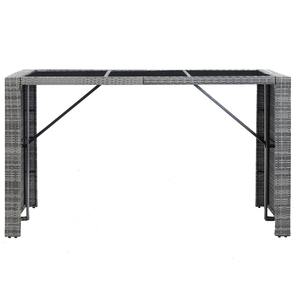 7 pcs. Garden bar set with cushions poly rattan gray