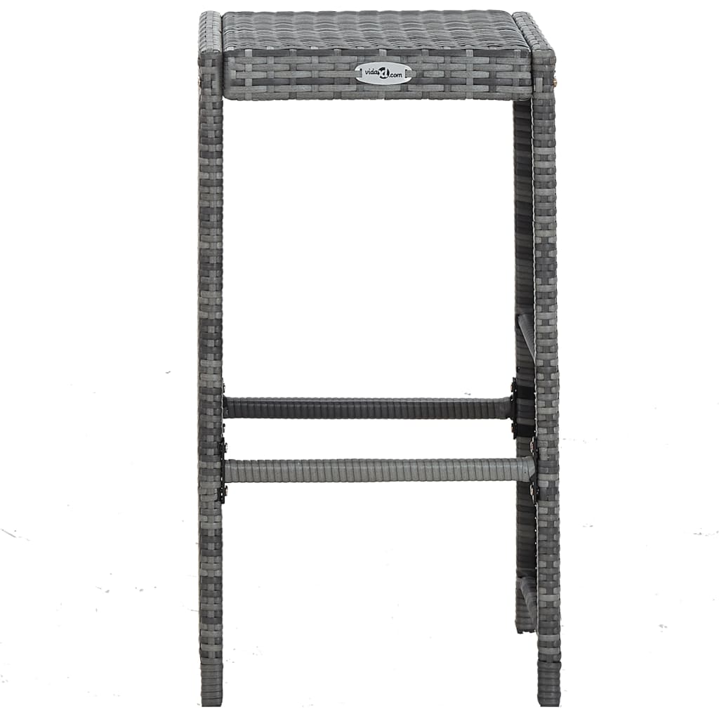 7 pcs. Garden bar set with cushions poly rattan gray