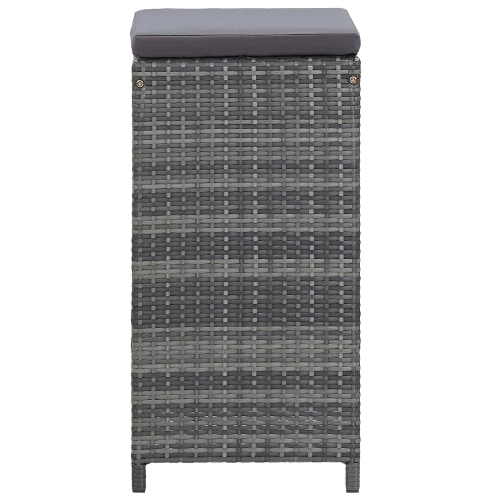 7 pcs. Garden bar set with cushions poly rattan gray