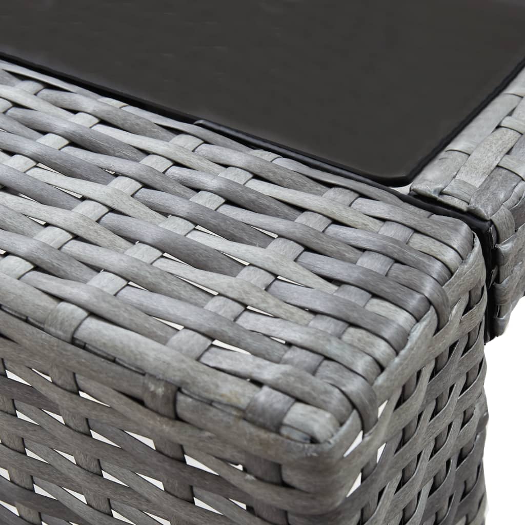 7 pcs. Garden bar set with cushions poly rattan gray