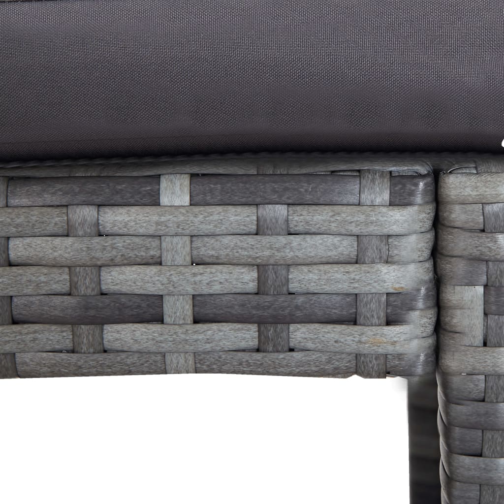 7 pcs. Garden bar set with cushions poly rattan gray