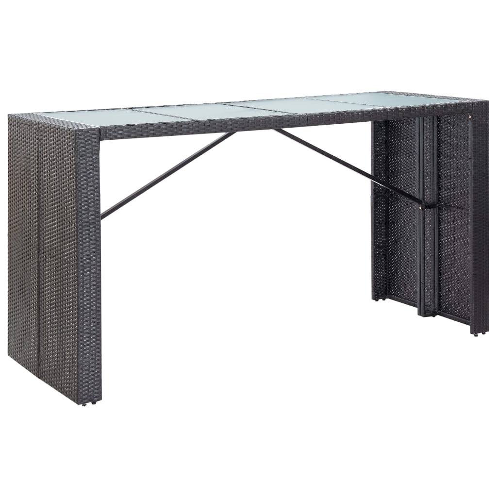 9 pcs. Garden bar set poly rattan black