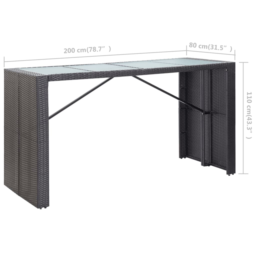 9 pcs. Garden bar set poly rattan black