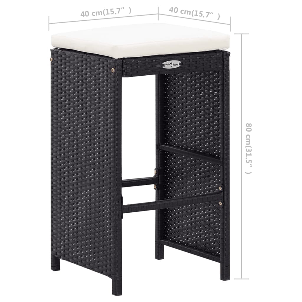 9 pcs. Garden bar set poly rattan black