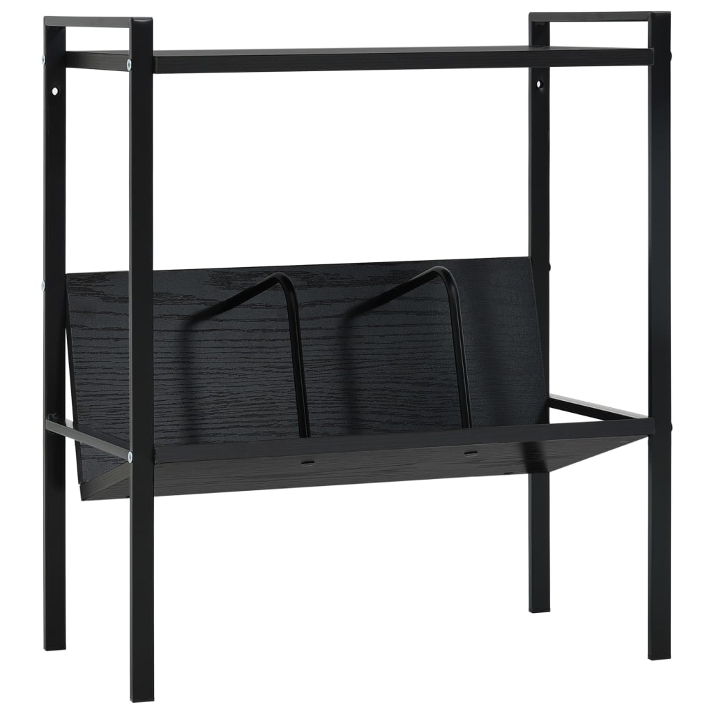 Bookcase 2 shelves black 52x28x59 cm wood material