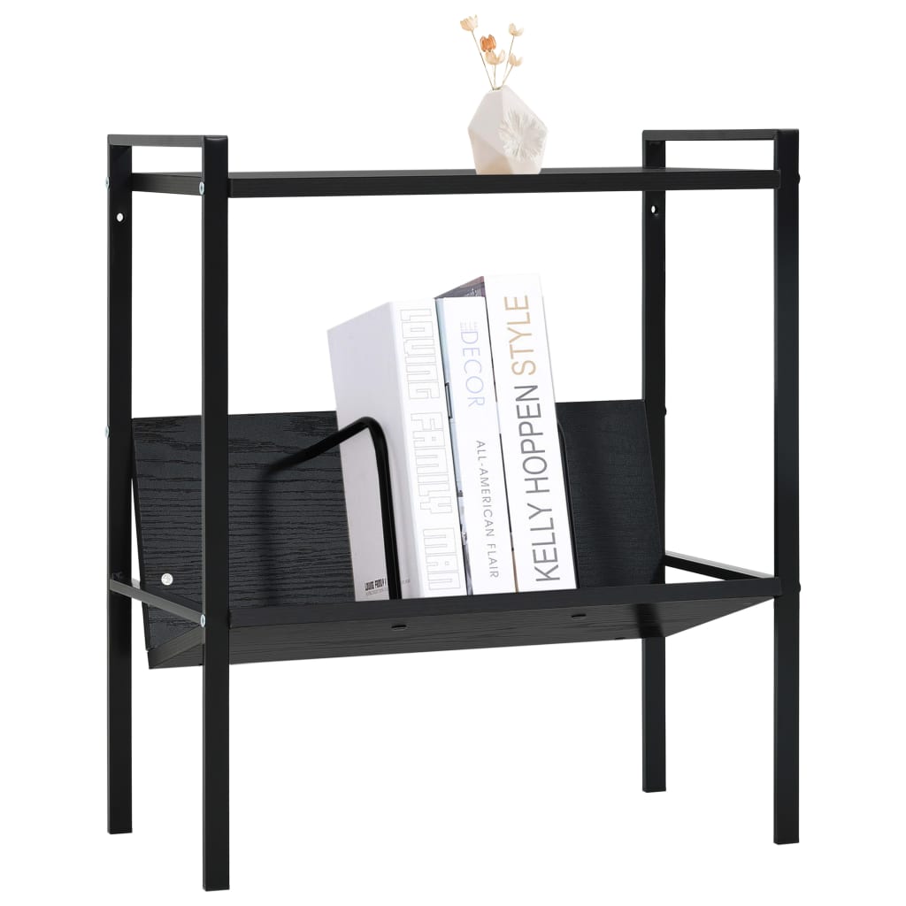 Bookcase 2 shelves black 52x28x59 cm wood material