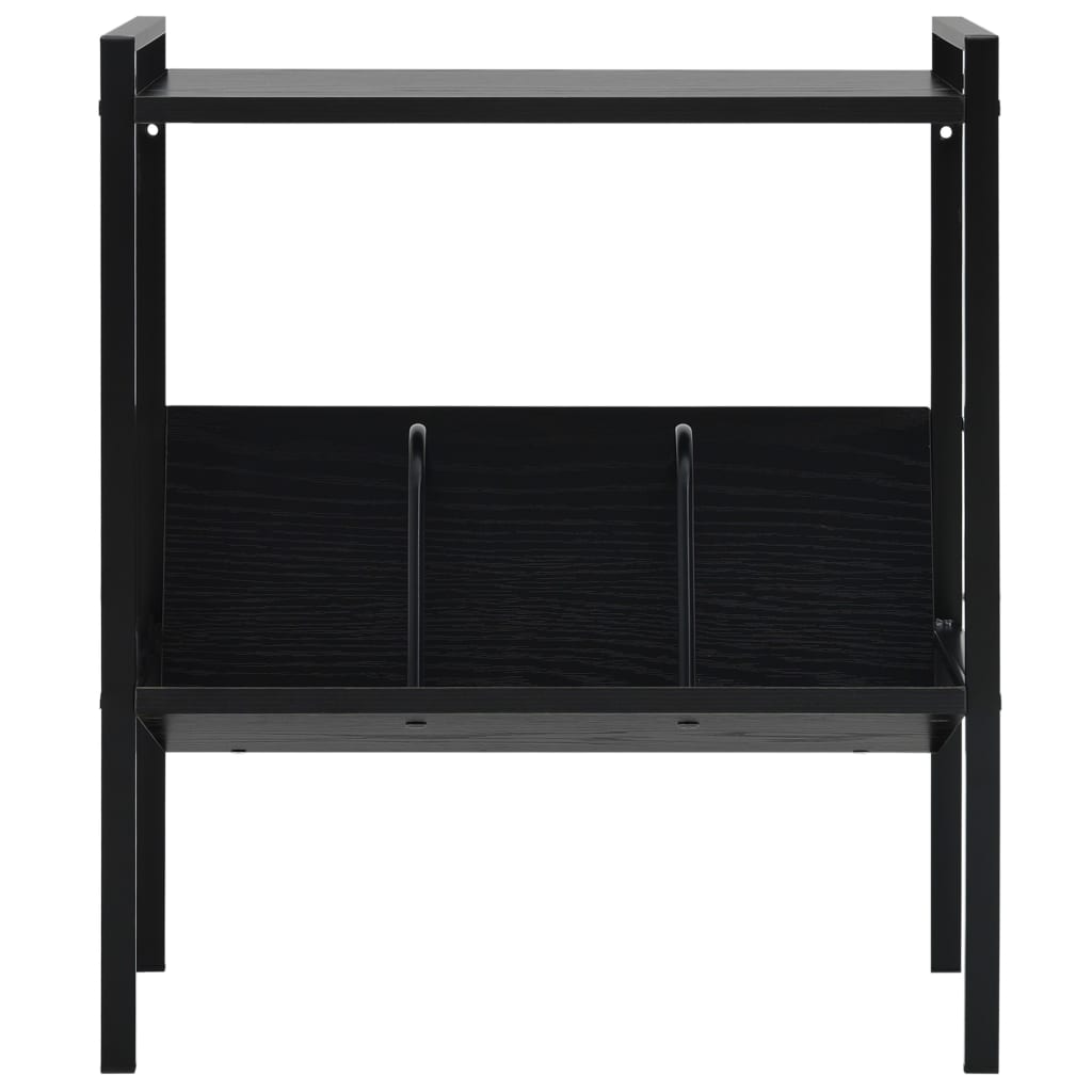 Bookcase 2 shelves black 52x28x59 cm wood material