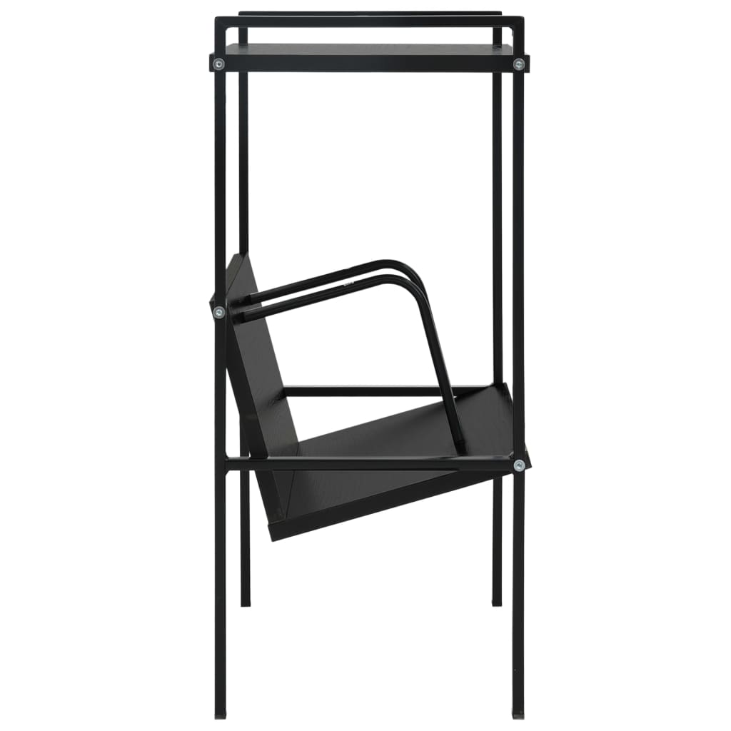 Bookcase 2 shelves black 52x28x59 cm wood material