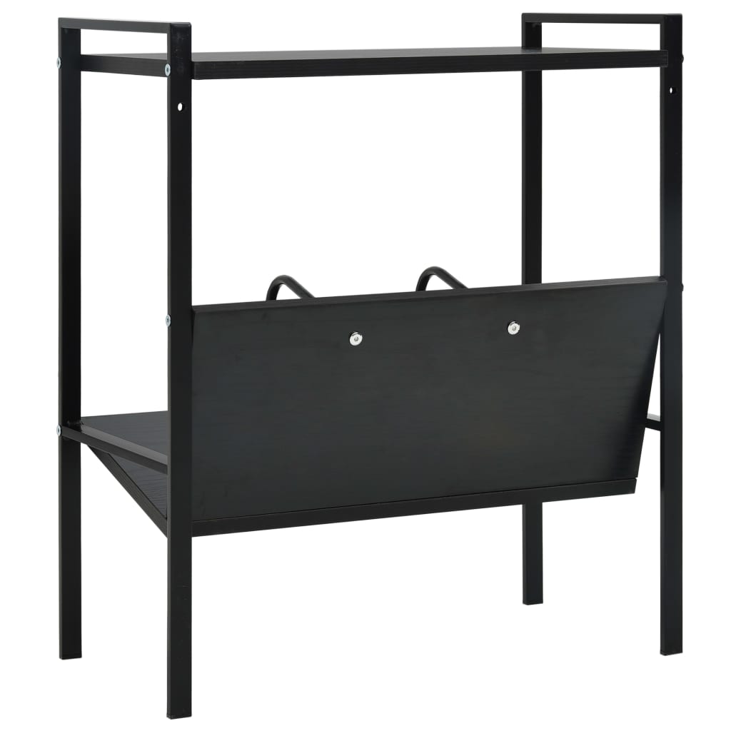 Bookcase 2 shelves black 52x28x59 cm wood material