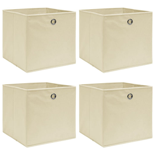 Aufbewahrungsboxen 4 Stk. Creme 32x32x32 cm Stoff