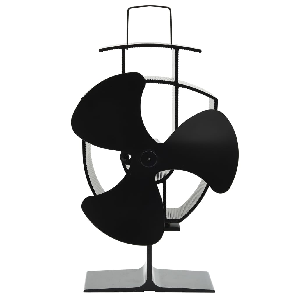 Stove Fan Heat Powered 3 Blades Black