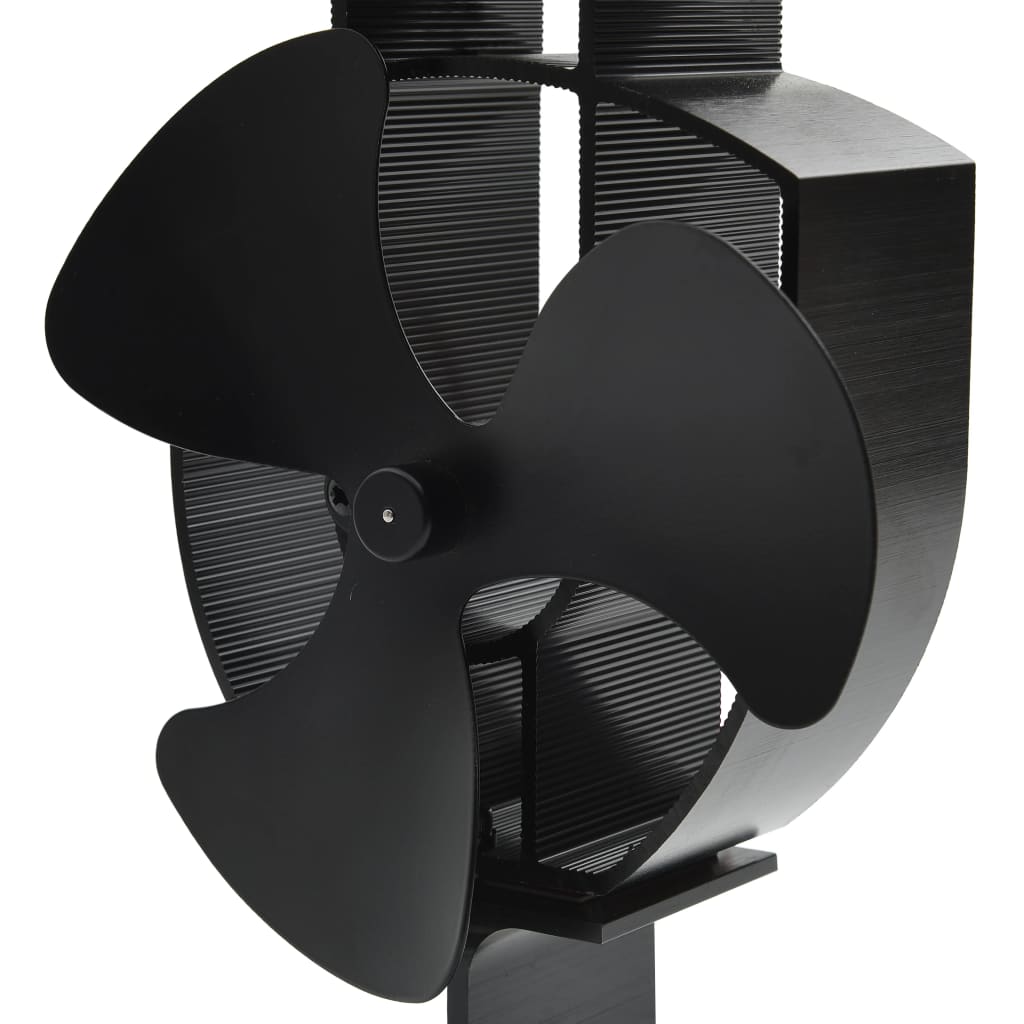 Stove Fan Heat Powered 3 Blades Black