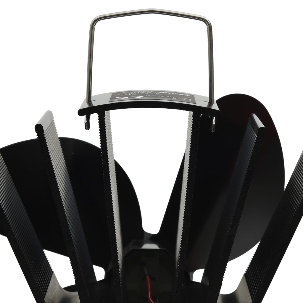Stove Fan Heat Powered 4 Blades Black