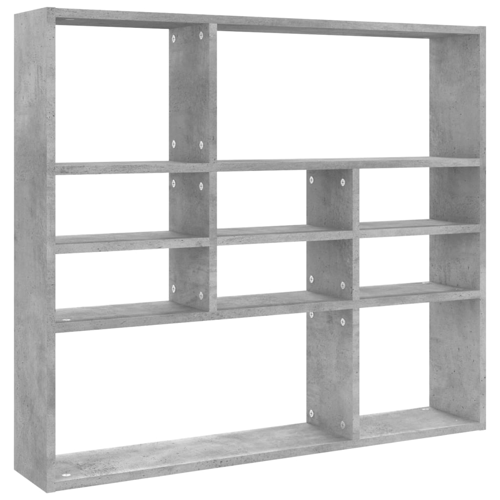 Etagère murale gris béton 90x16x78 cm en bois