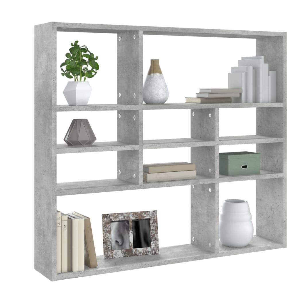 Etagère murale gris béton 90x16x78 cm en bois