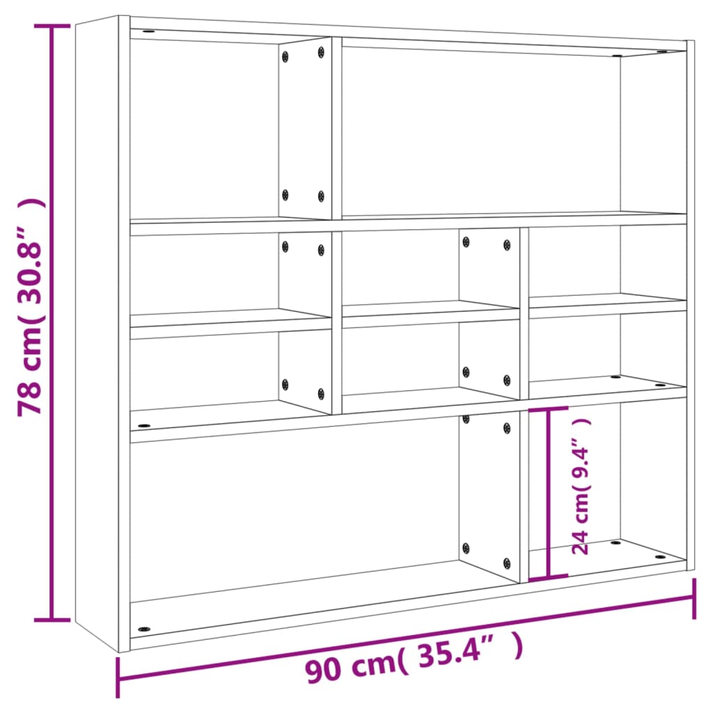 Etagère murale gris béton 90x16x78 cm en bois