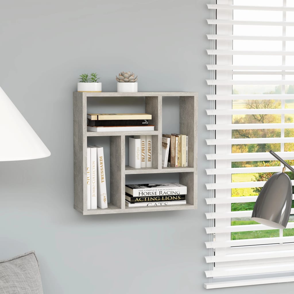 Étagère murale gris béton 45,1x16x45,1 cm en bois