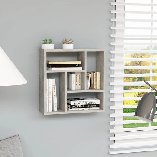 Étagère murale gris béton 45,1x16x45,1 cm en bois