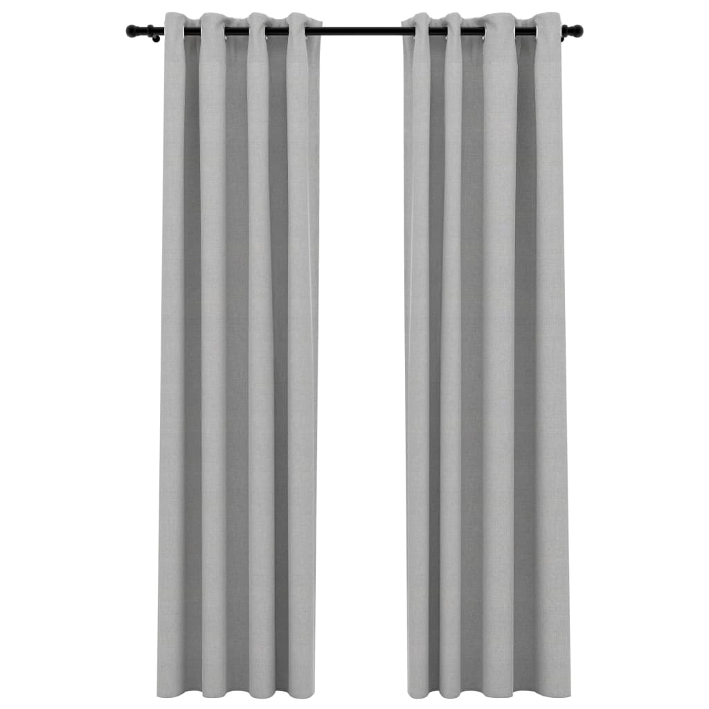 Verdunkelungsvorhänge Ösen Leinenoptik 2 Stk. Grau 140x245 cm