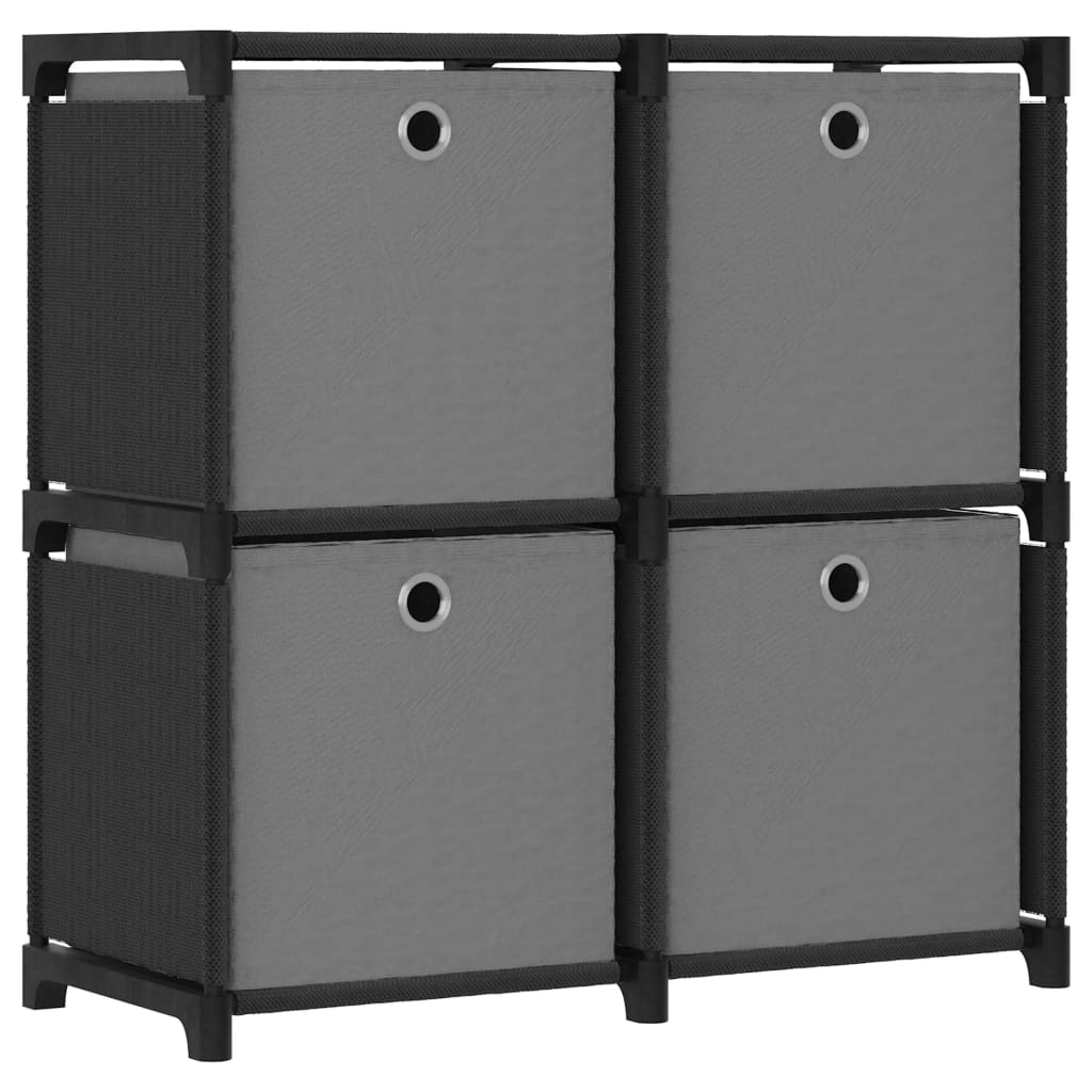Würfelregal mit 4 Boxen Schwarz 69x30x72,5 cm Stoff
