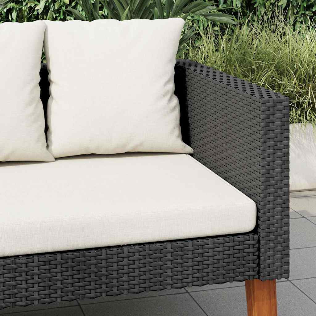 2-Sitzer-Gartensofa mit Auflagen Poly Rattan Schwarz