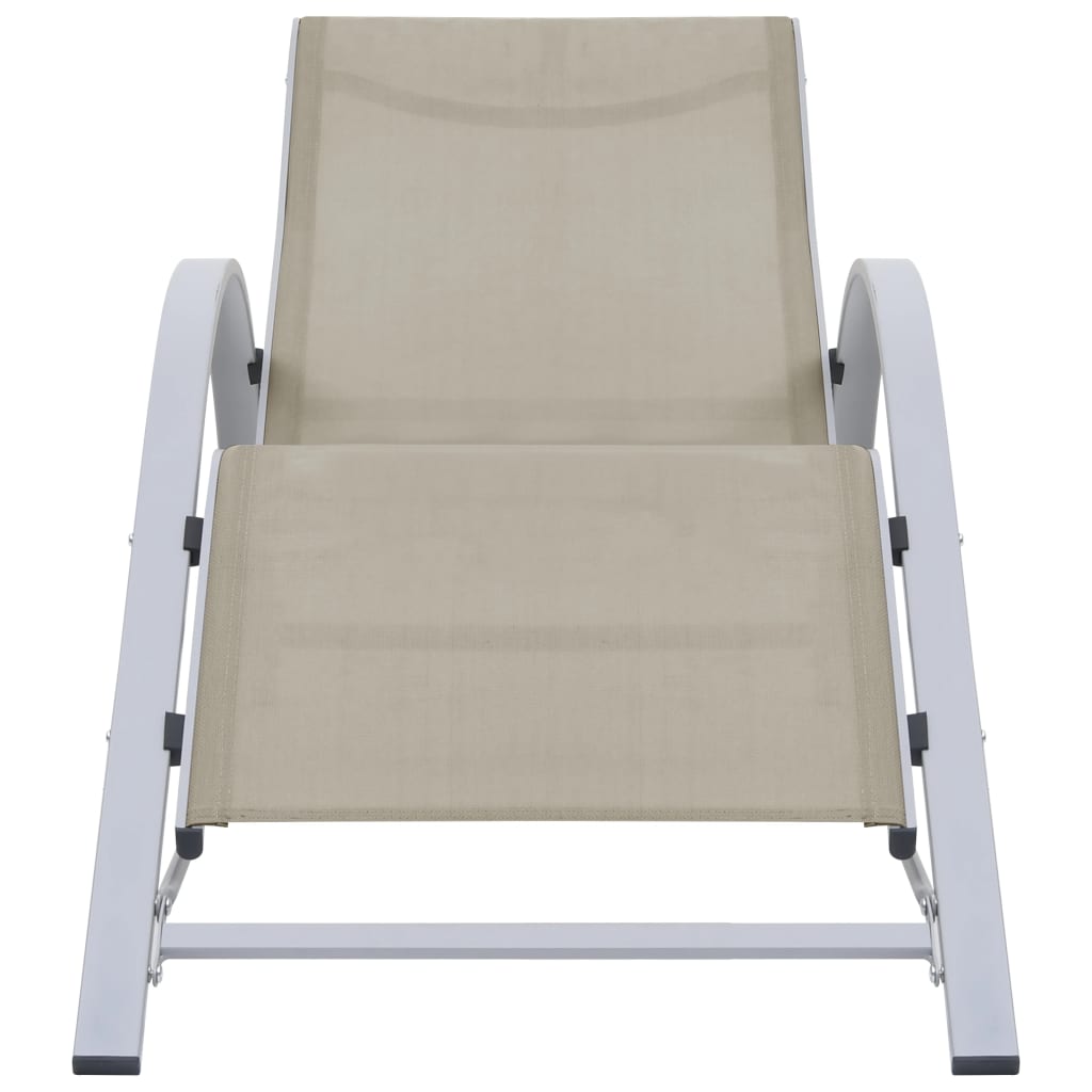 Sonnenliegen 2 Stk. mit Tisch Aluminium Cremeweiß
