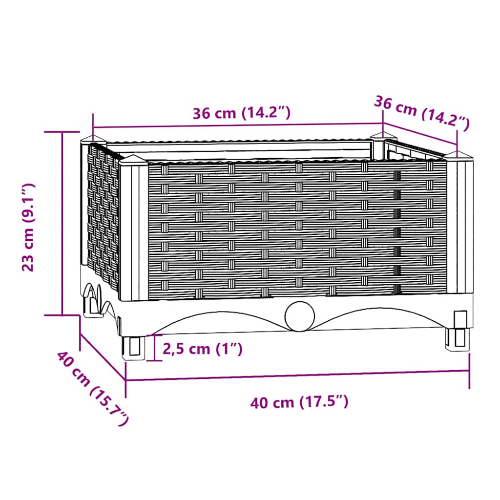 Raised bed 40x40x23 cm polypropylene