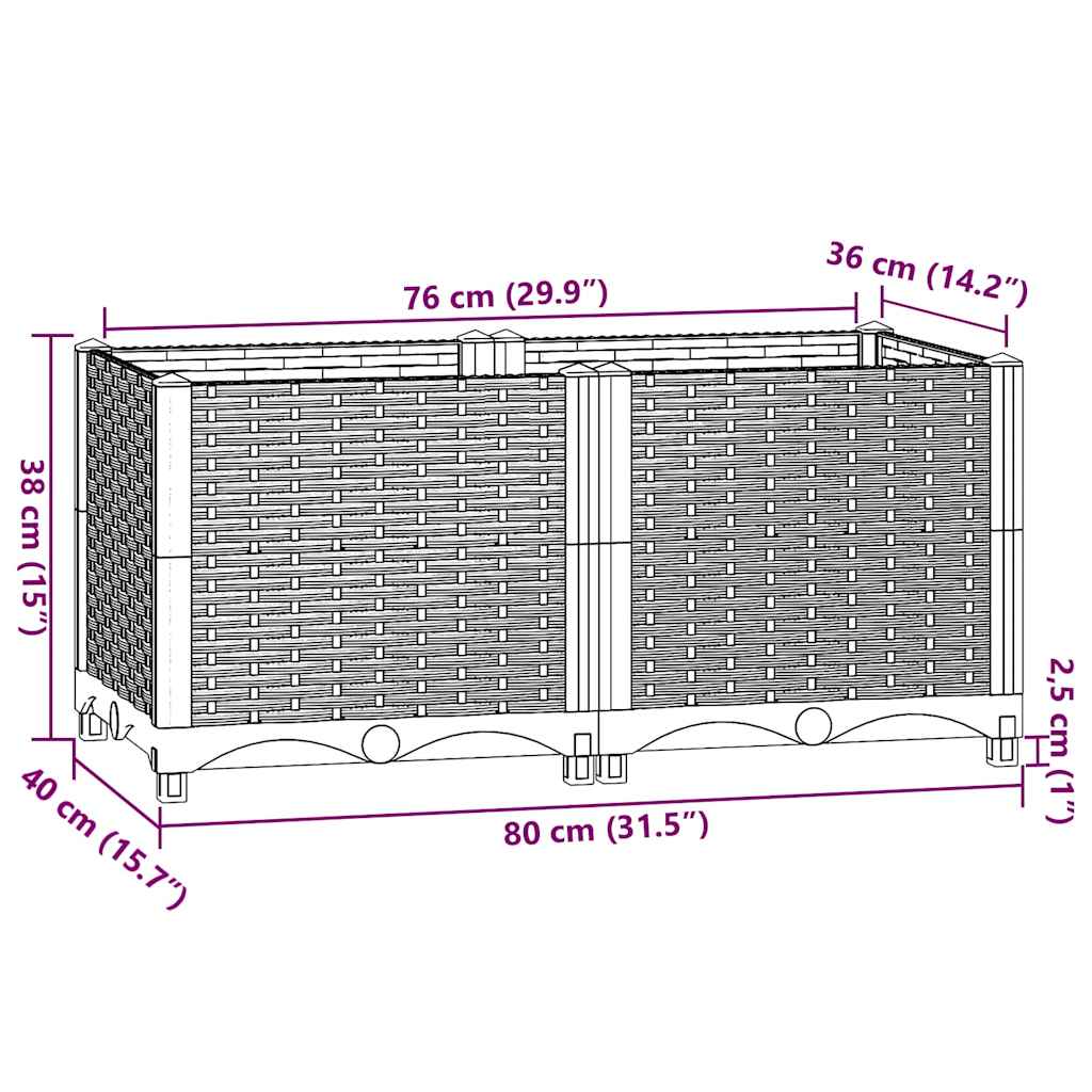 Raised bed 80x40x38 cm polypropylene