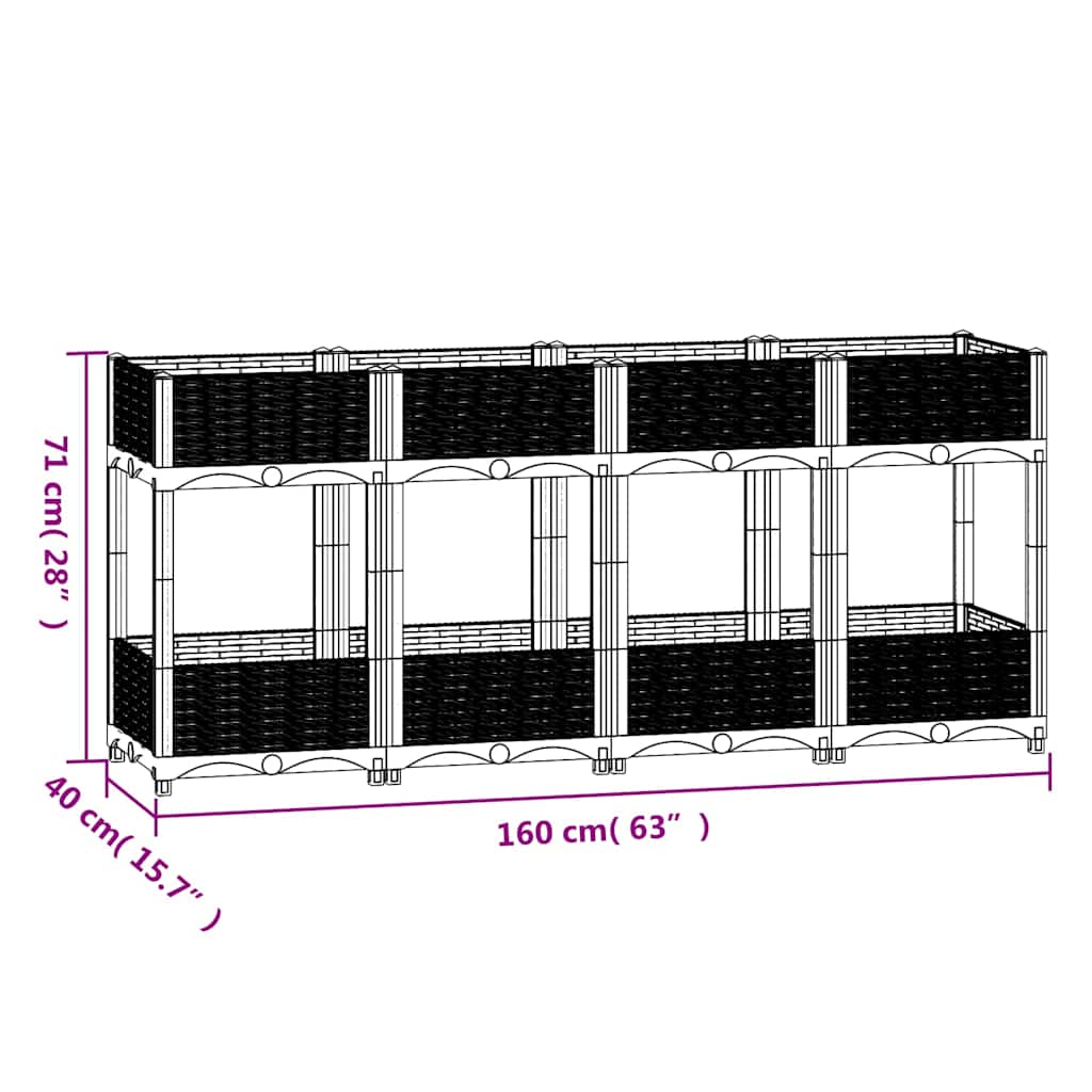 Raised bed 160x40x71 cm polypropylene