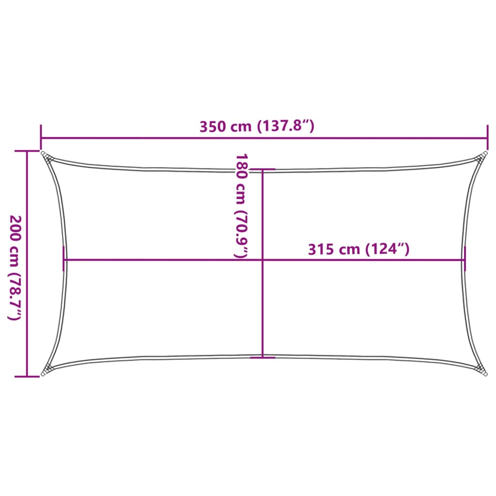 Sonnensegel 160 g/m² Terrakottarot 2x3,5 m HDPE
