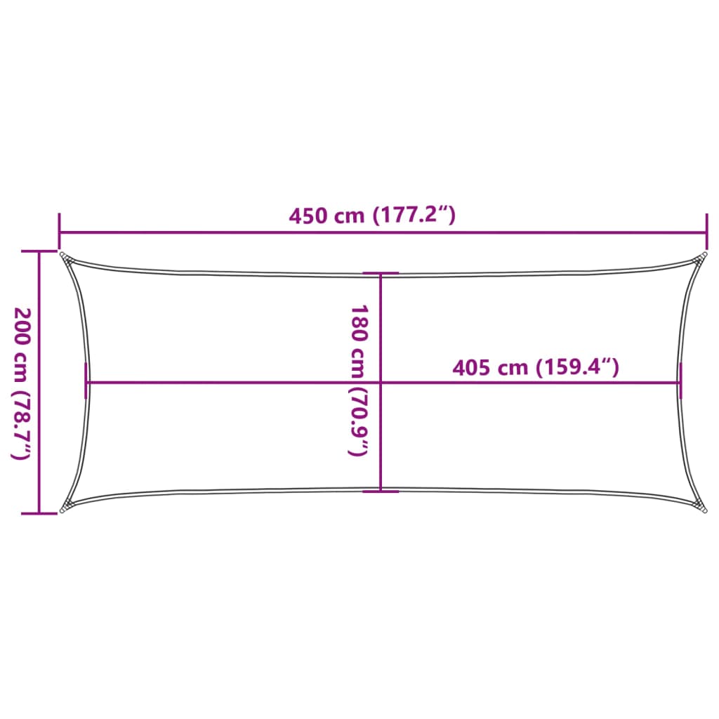 Sonnensegel 160 g/m² Terrakottarot 2x4,5 m HDPE