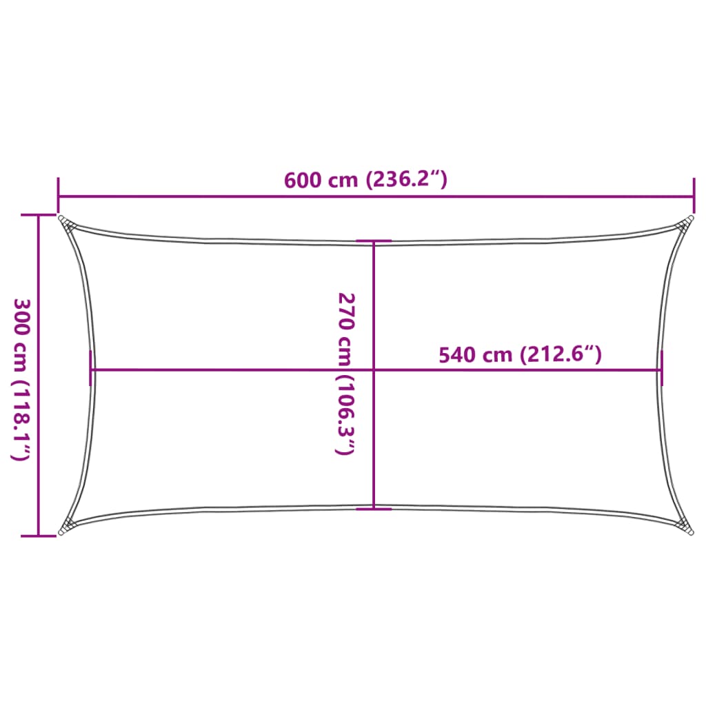 Sonnensegel 160 g/m² Terrakottarot 3x6 m HDPE