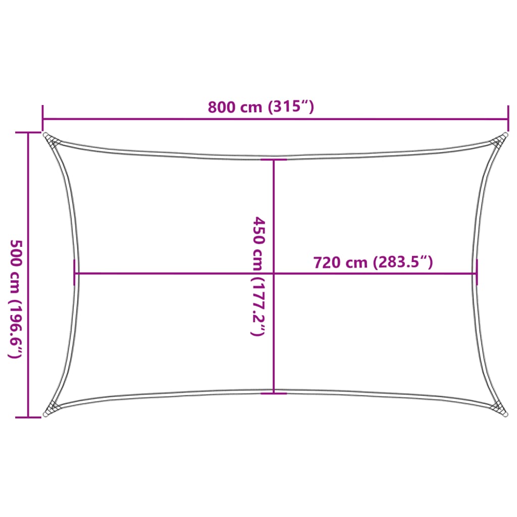 Sonnensegel 160 g/m² Terrakottarot 5x8 m HDPE