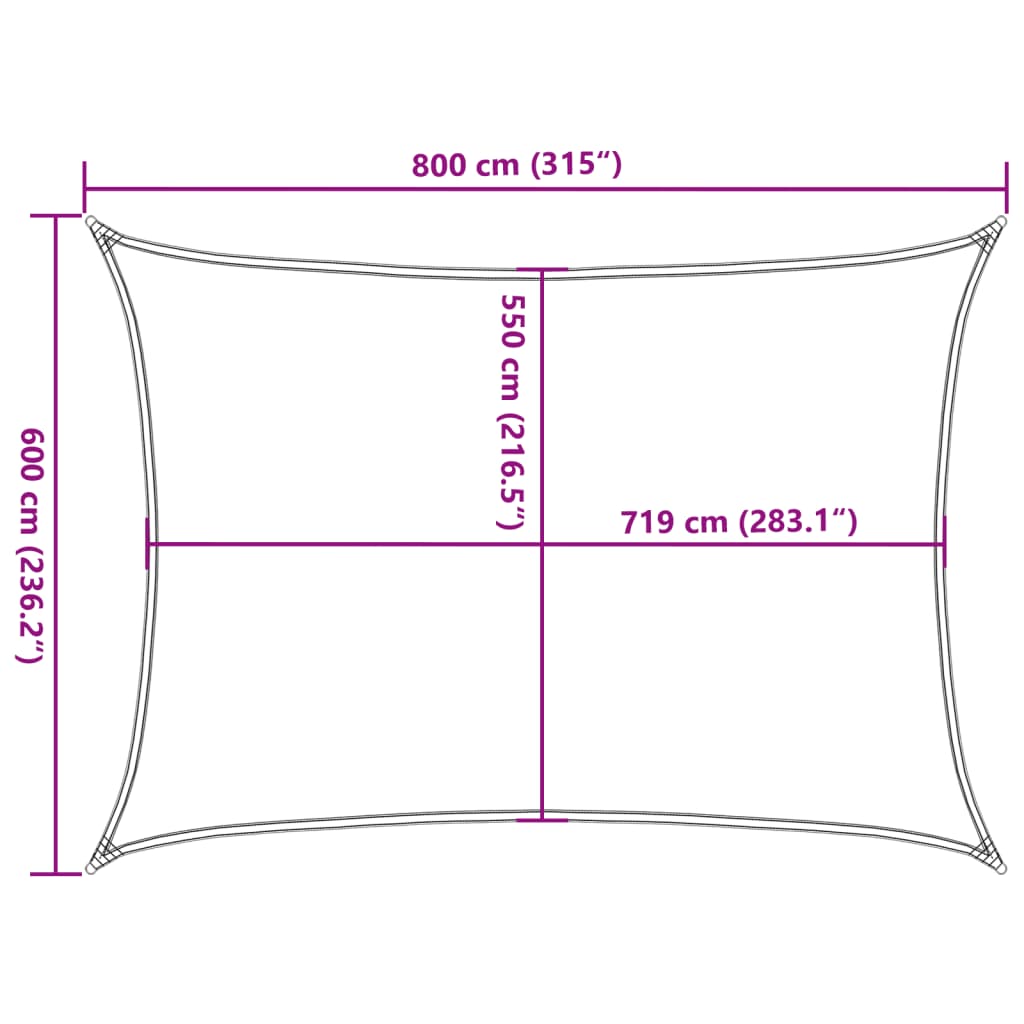 Sonnensegel 160 g/m² Terrakottarot 6x8 m HDPE